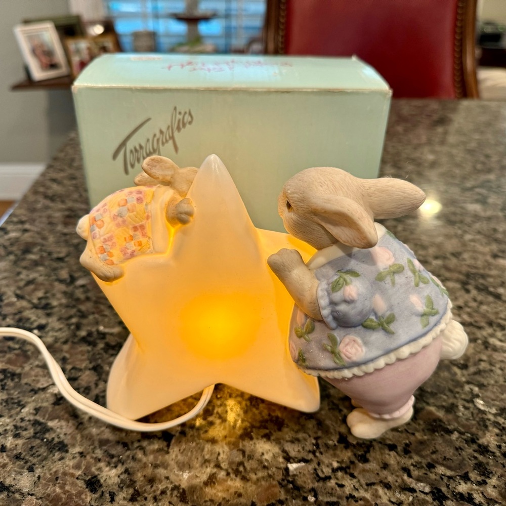 Vintage Terragraphics Bunny & Star Night Light Works Great With Box - Picture 8 of 10